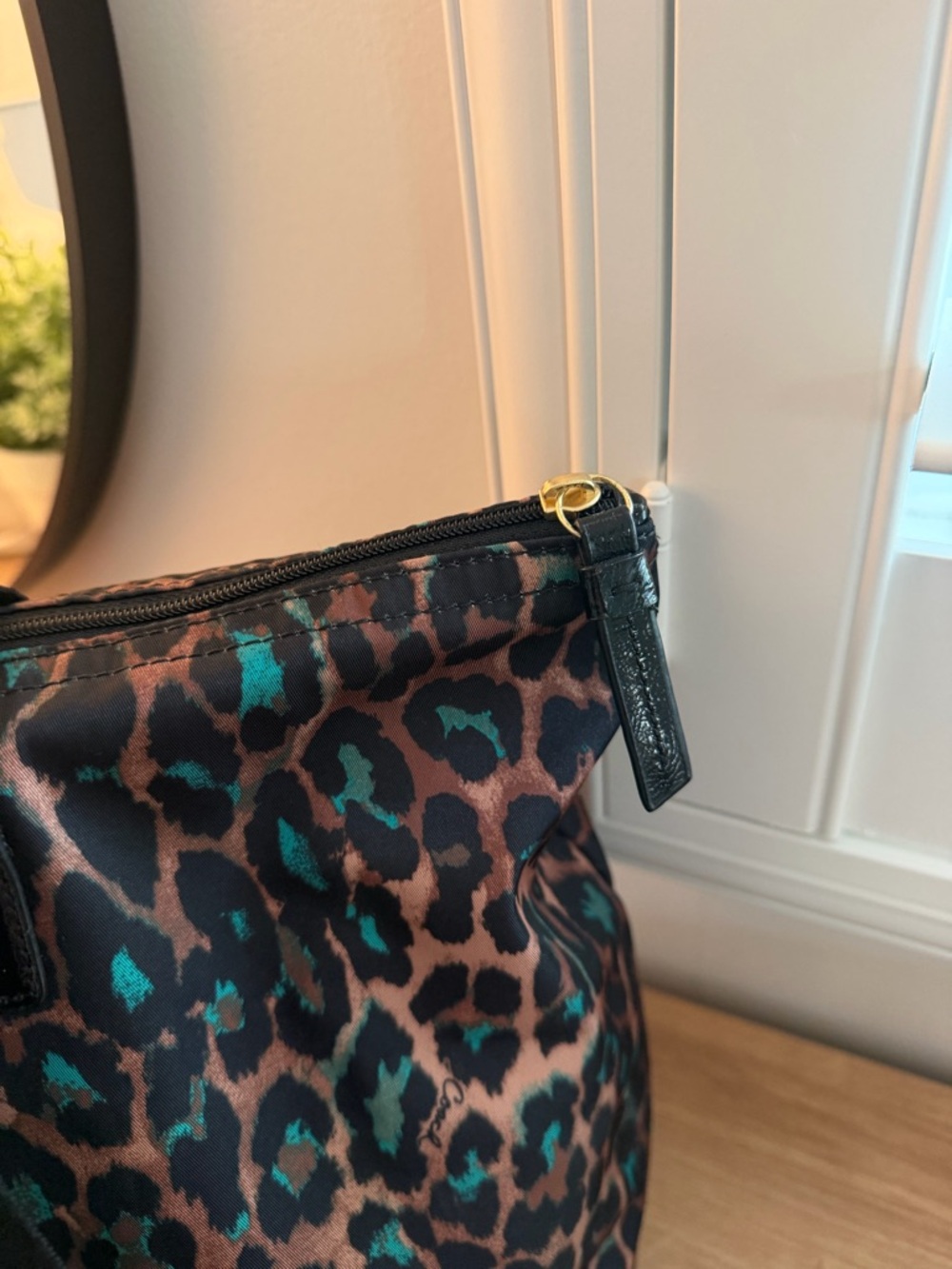 Coach Leopard-Print Tote with Teal Accents - Picture 7 of 8
